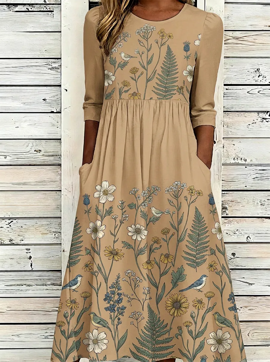 Everyday Nature Lover Wildflower Bird Dress