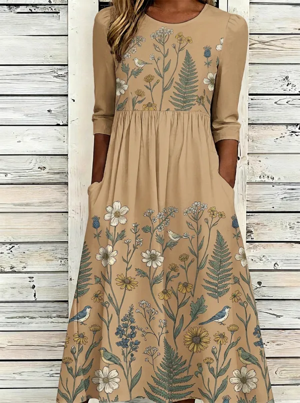 Everyday Nature Lover Wildflower Bird Dress