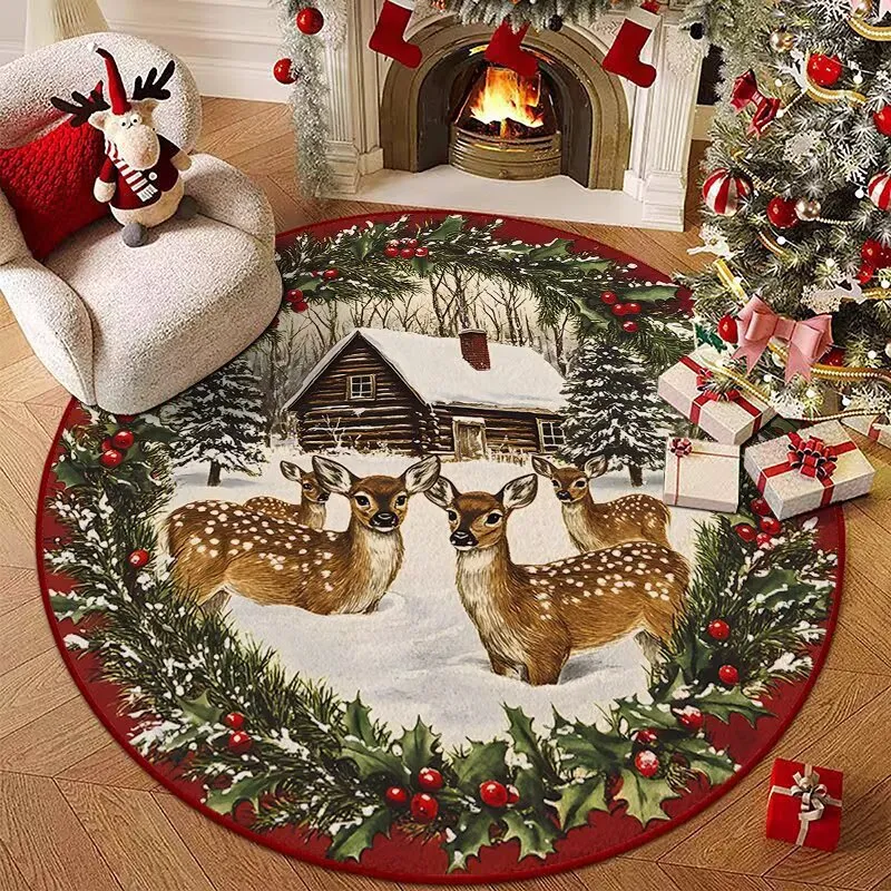 Textured Reindeer Pattern Floor Rug