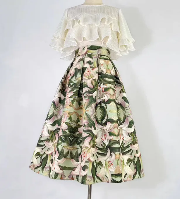 Versatile Neat Embroidered High Waist Skirt