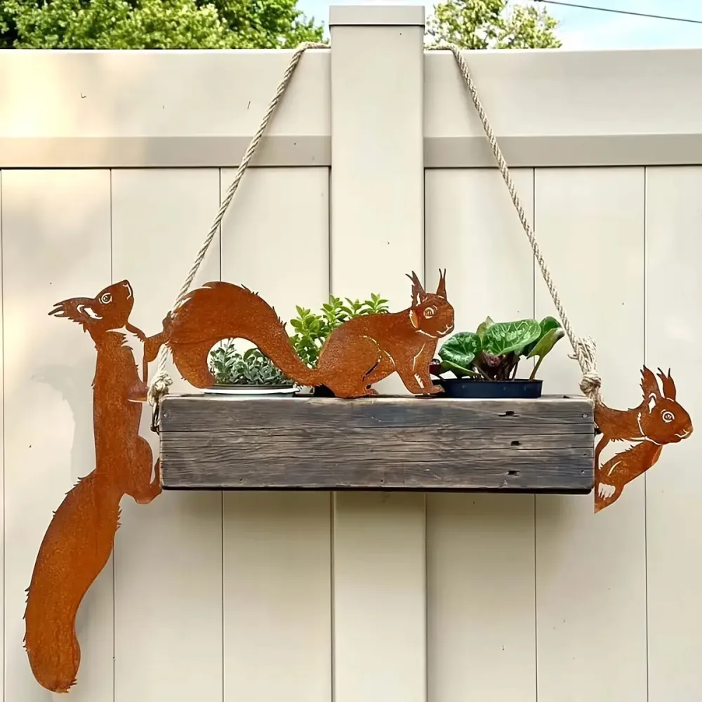 3 Pcs Hanging Squirrel Garden Decor
