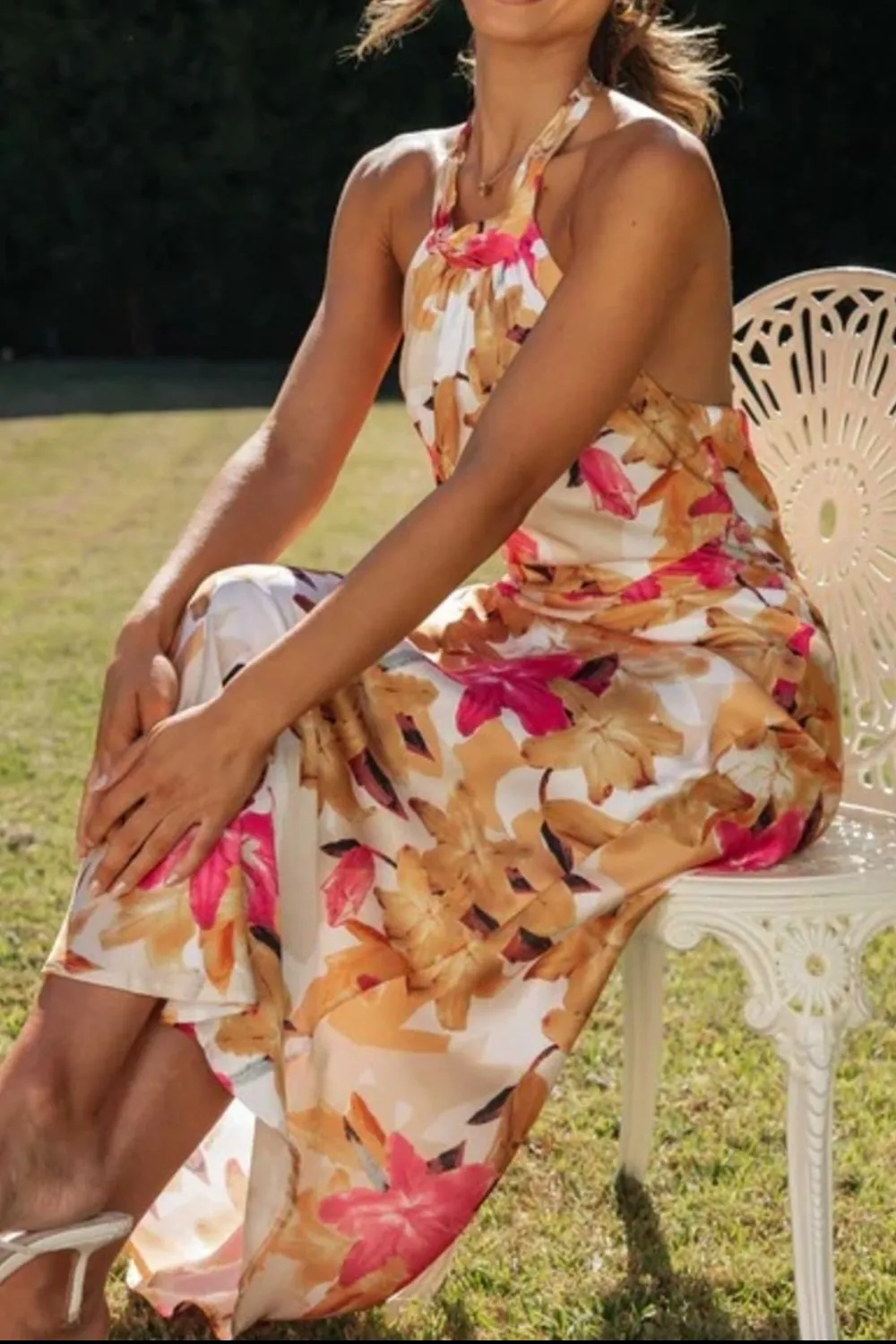 Classic Halter Floral Maxi Dress