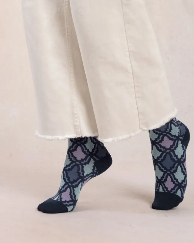 Coastal Argyle Pattern Casual Cotton Socks
