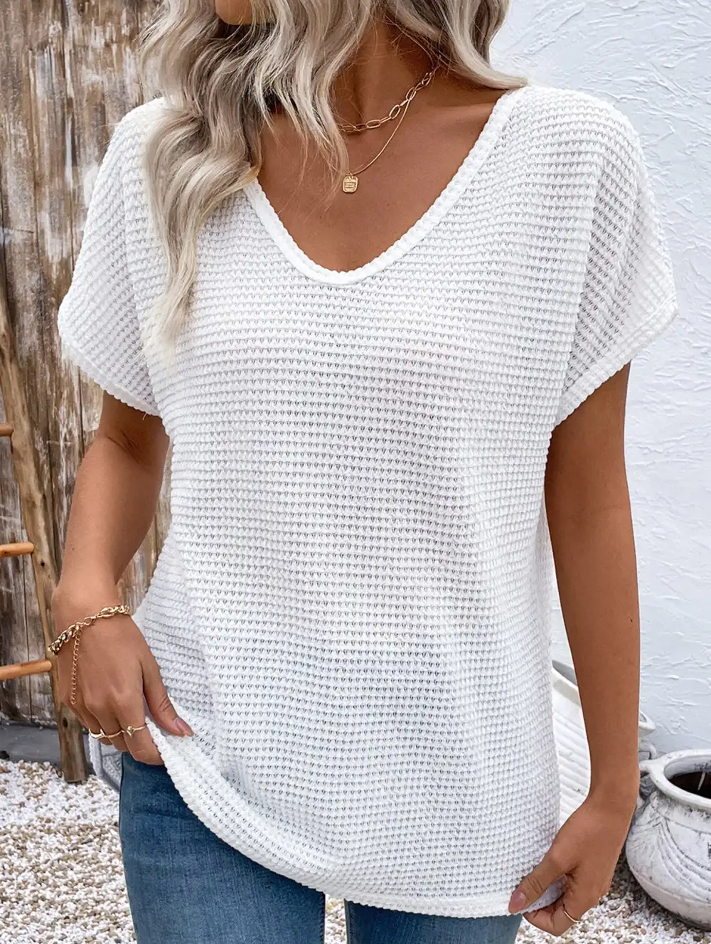 Lace Patchwork Textured Tee