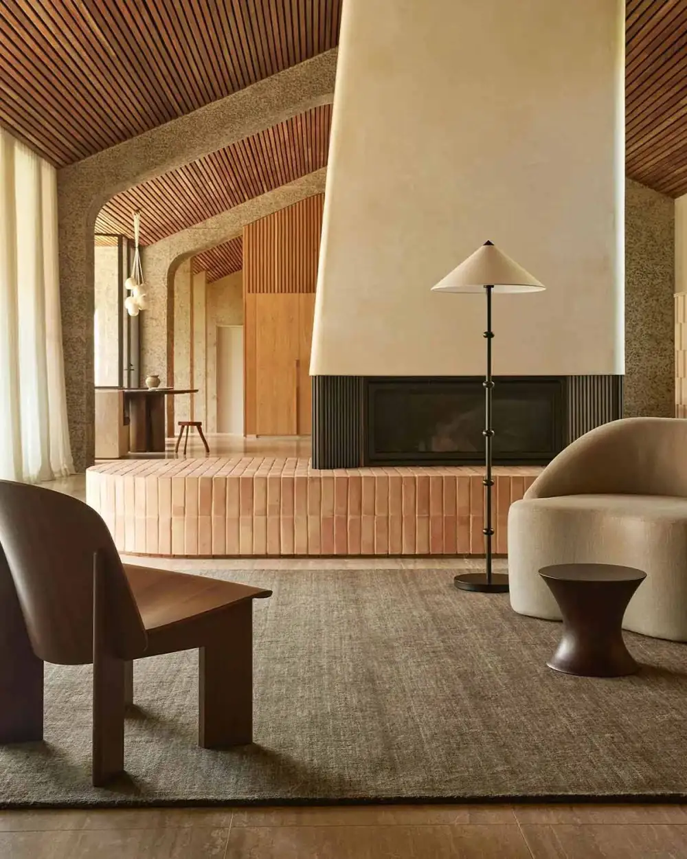 Wool Bordered Contemporary Relaxed Area Rug