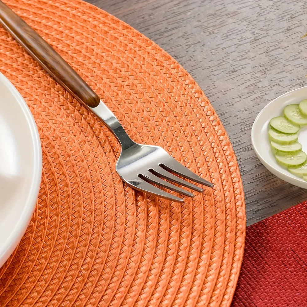 4 Pcs Round Braided Placemats