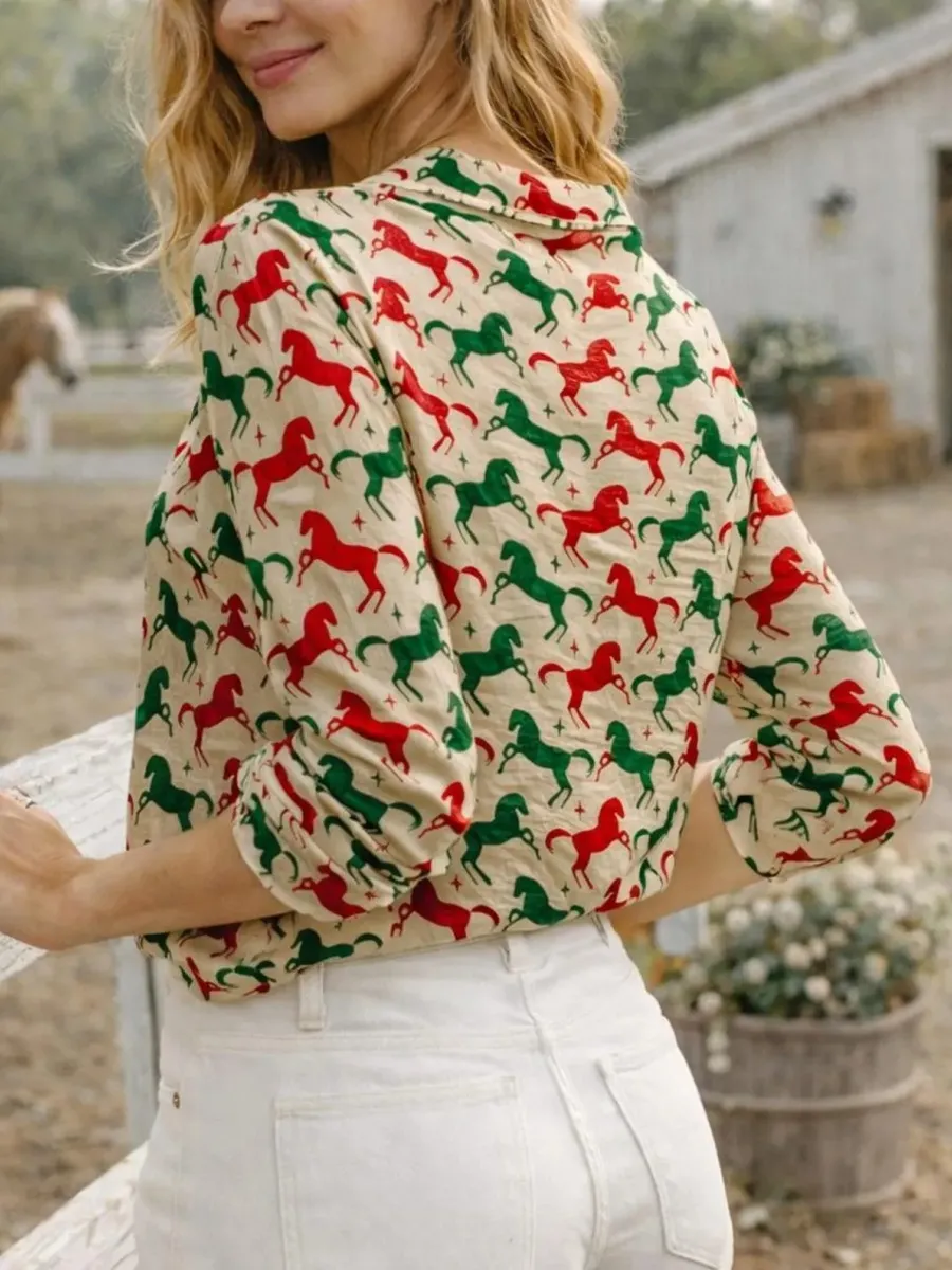 Contrast Color Horse Shirt