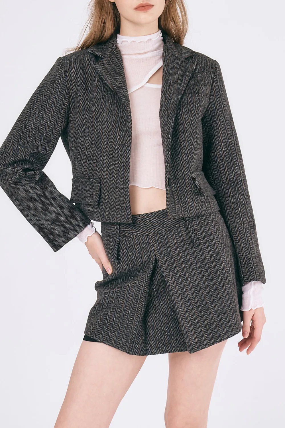 Herringbone Crop Jacket
