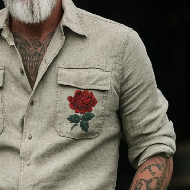 Embroidered Button Washed Shirt