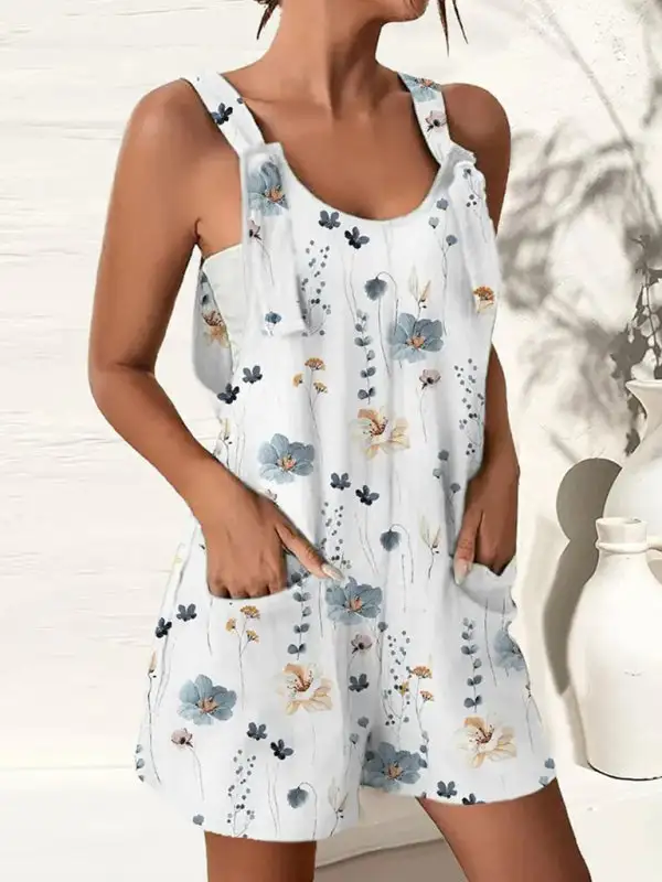 Casual Suspenders Jumpsuit Overall Shorts