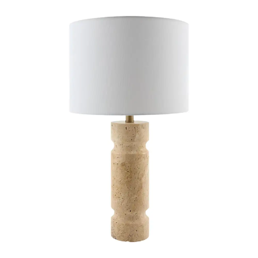 Travertine Metal Rattan Table Lamp