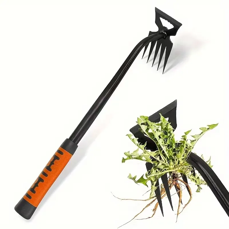 Weeding Fork with Orange Handle