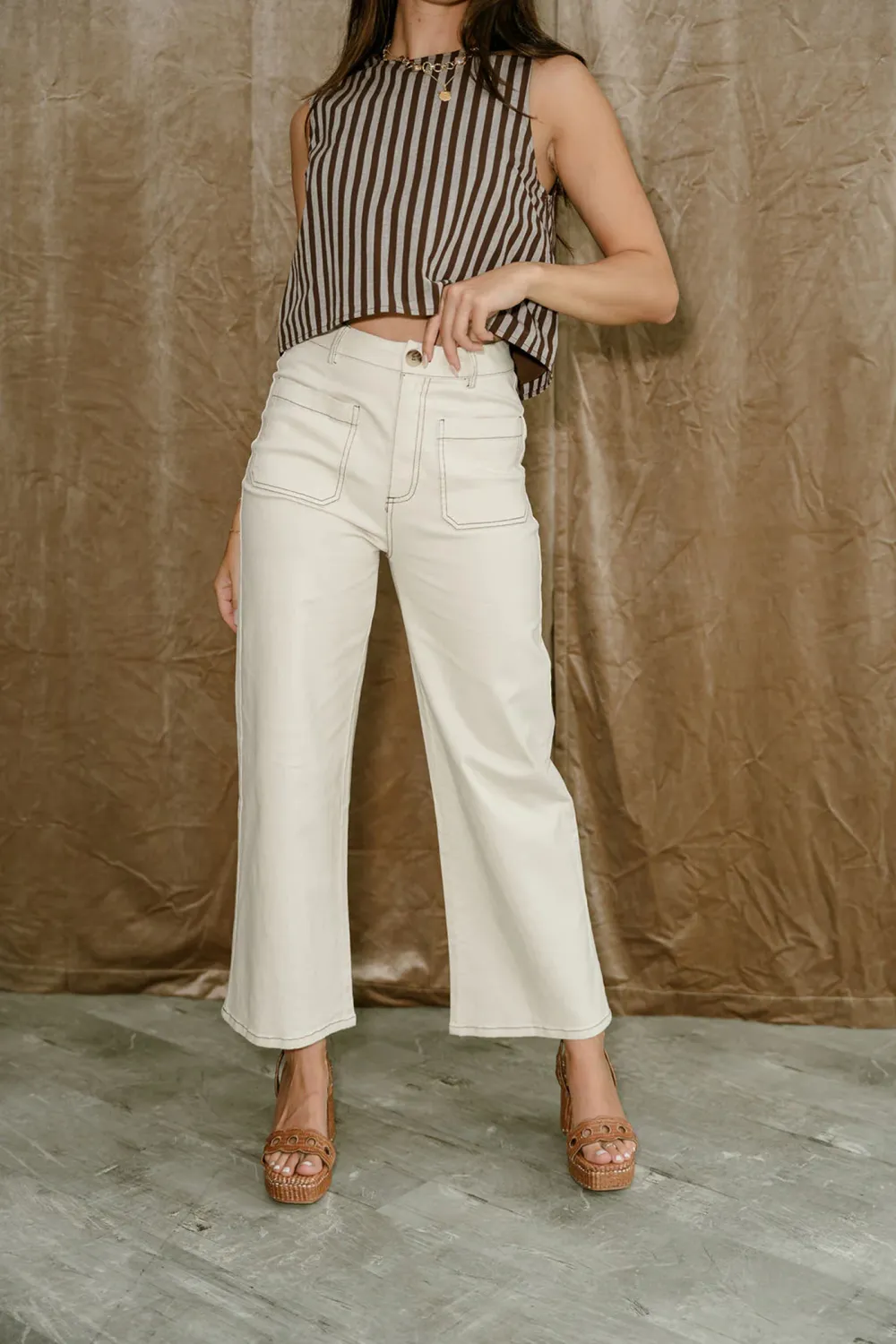 Pocketed Stitch Detail Pants