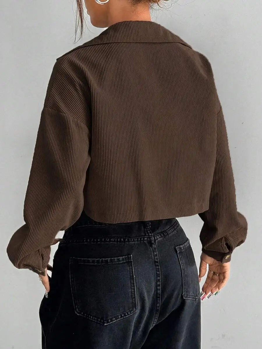 Brown Corduroy Collar Jacket