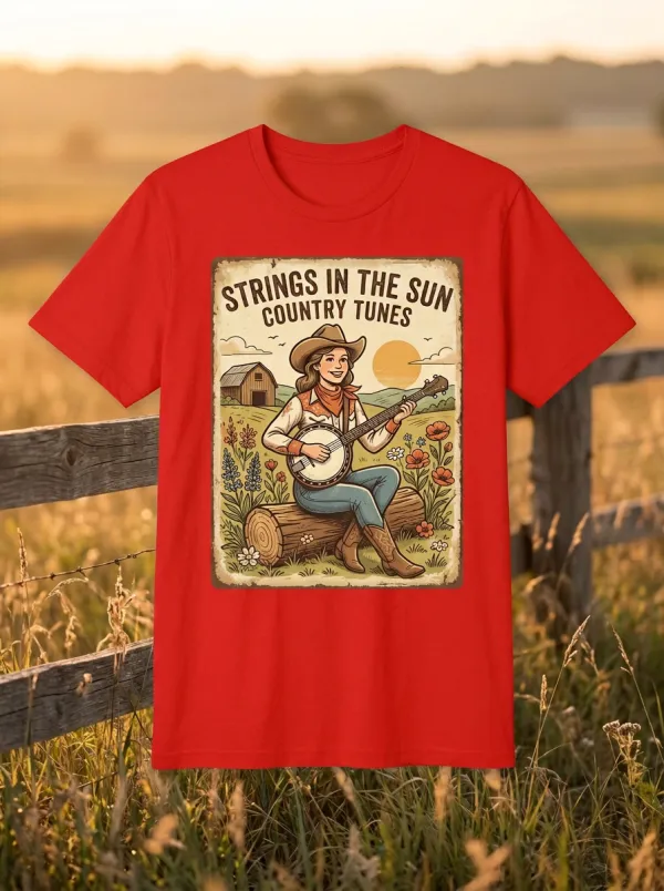 Nashville-Inspired Banjo Country Music Graphic T-Shirt