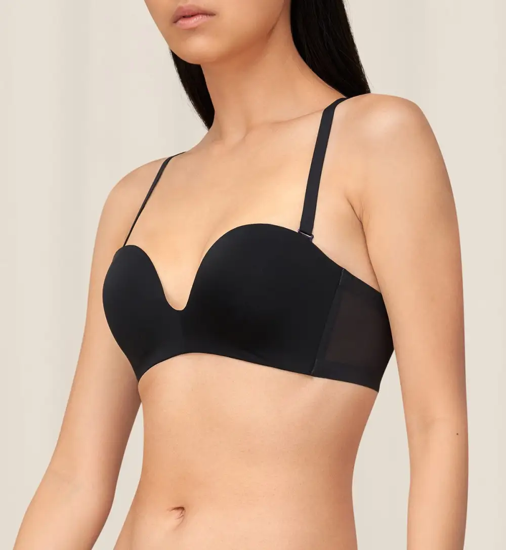 Women's Clean-Line Non-Wired Strapless Push-Up Detachable-Pad Lace Bra