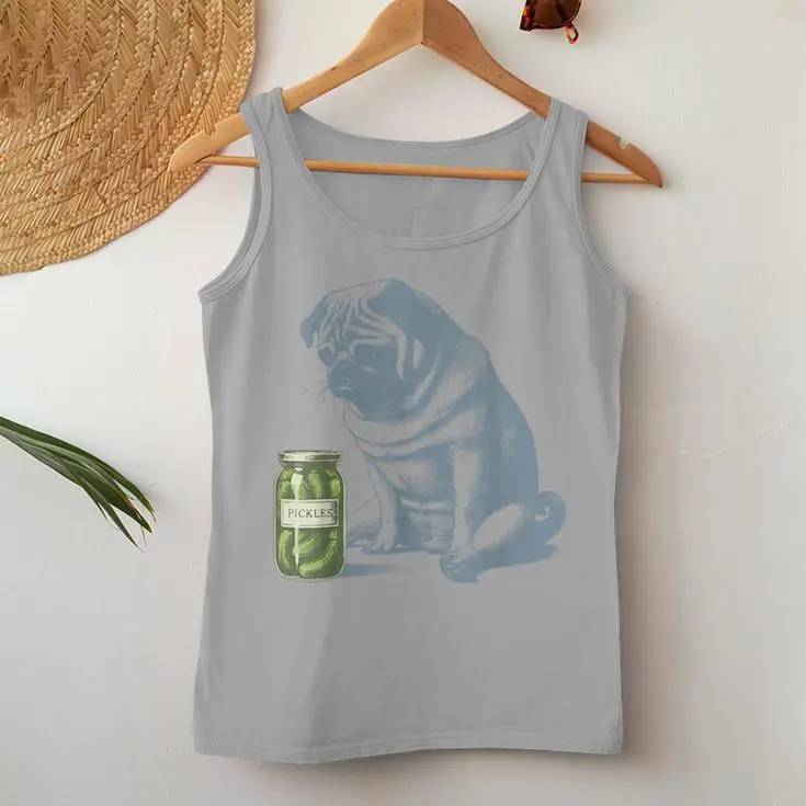 Vintage Sad Pug With Pickles Women Tank Top