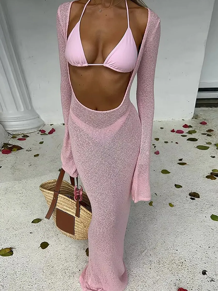 Siena Solid-Color Three-Piece Bikini Set