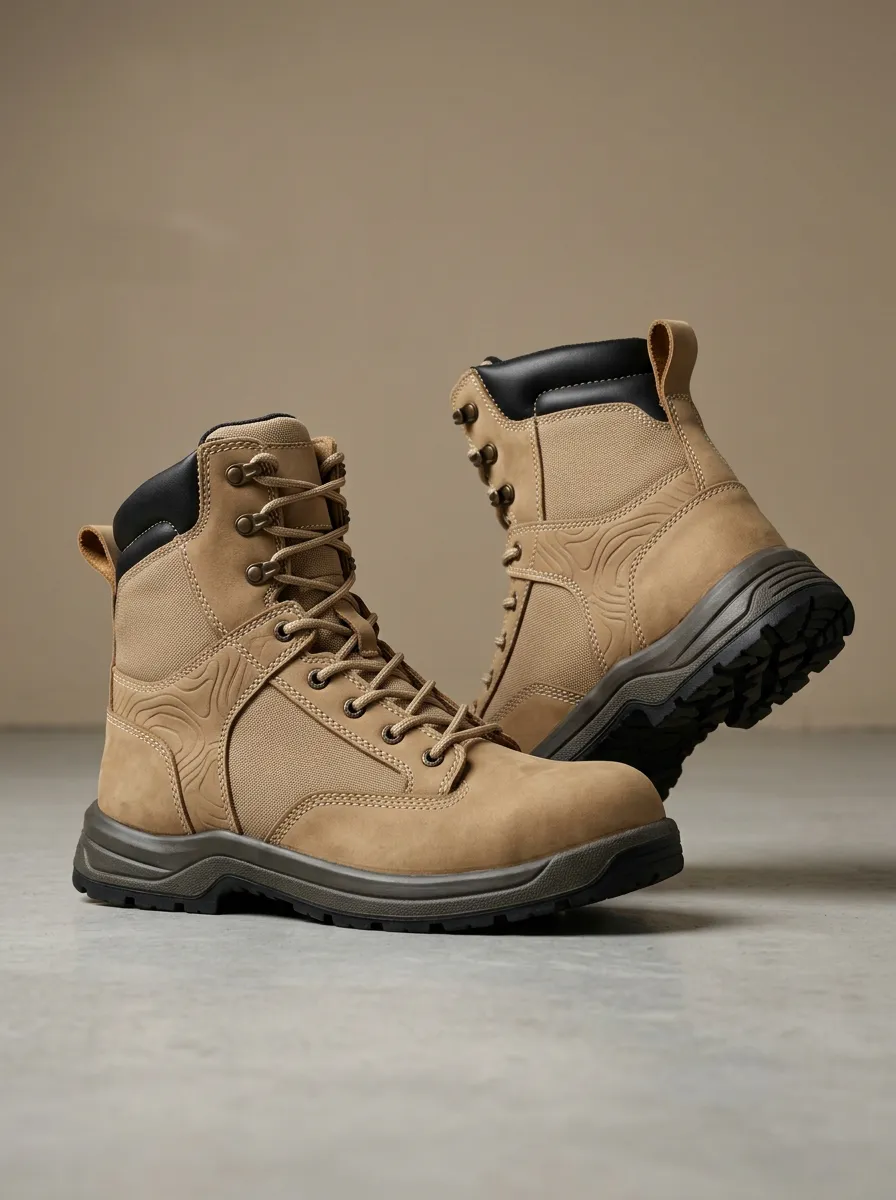 Unisex Modern Outdoor Hiking Topographic Pattern Print Work Boots