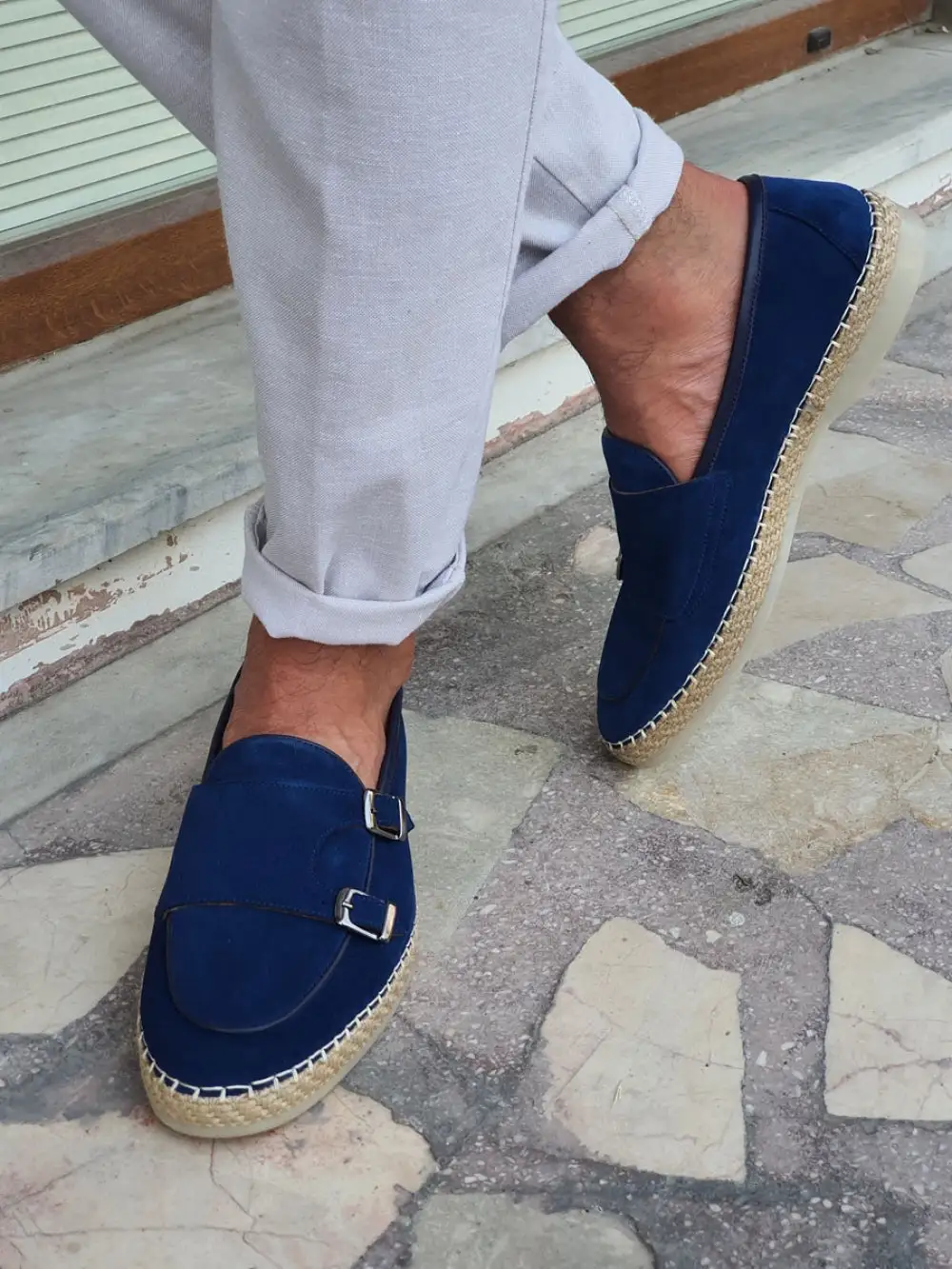 Classic Double Buckled Suede Leather Shoes