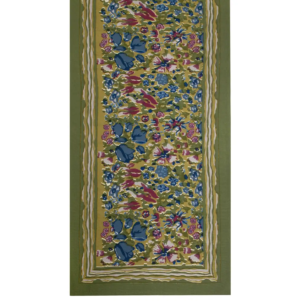 Verdant Garden Watercolor Table Runner