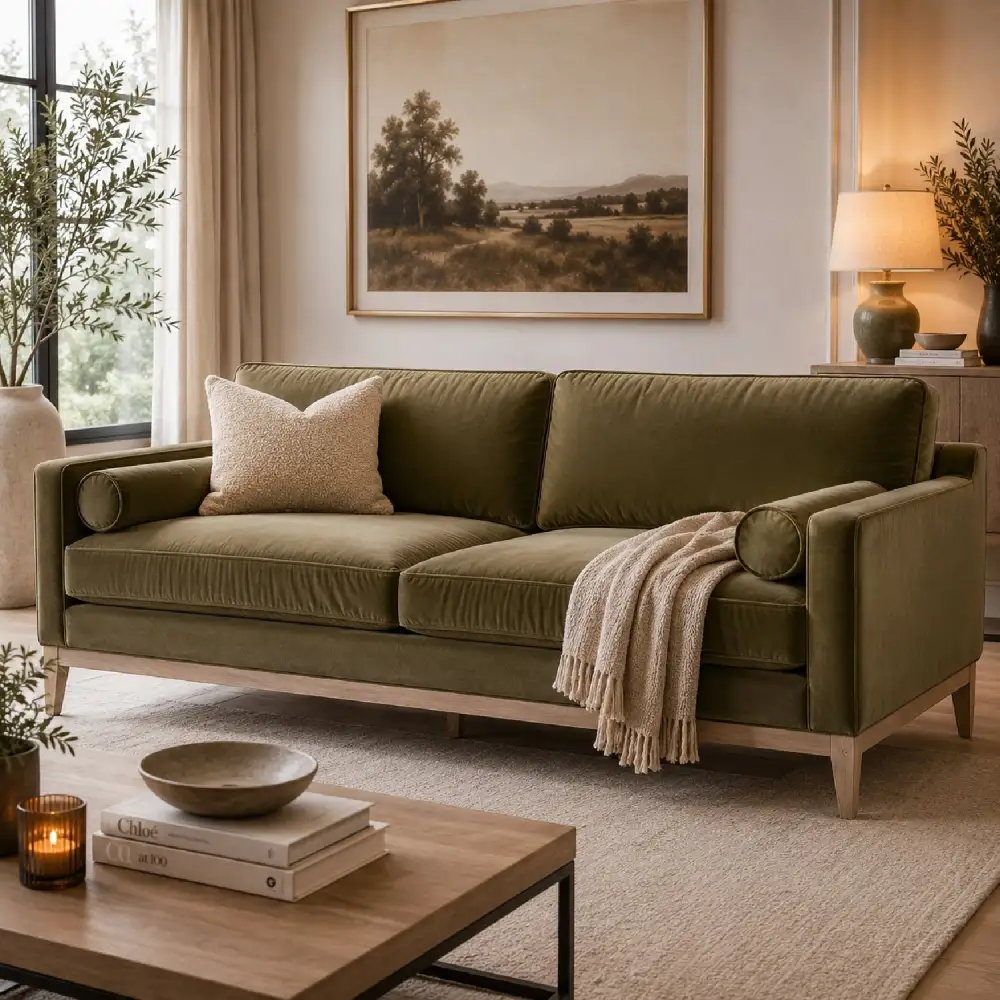 Refined Velvet Sofa
