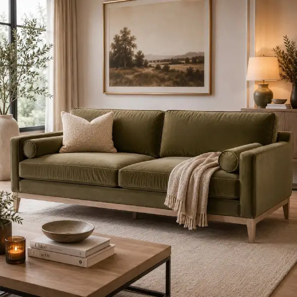 Refined Velvet Sofa