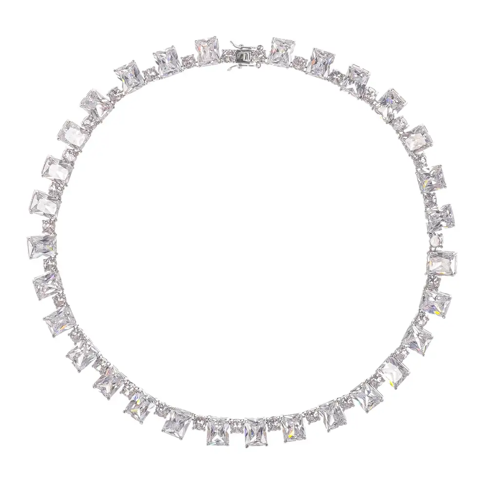 Silver Tone Crystal Embellished Necklace