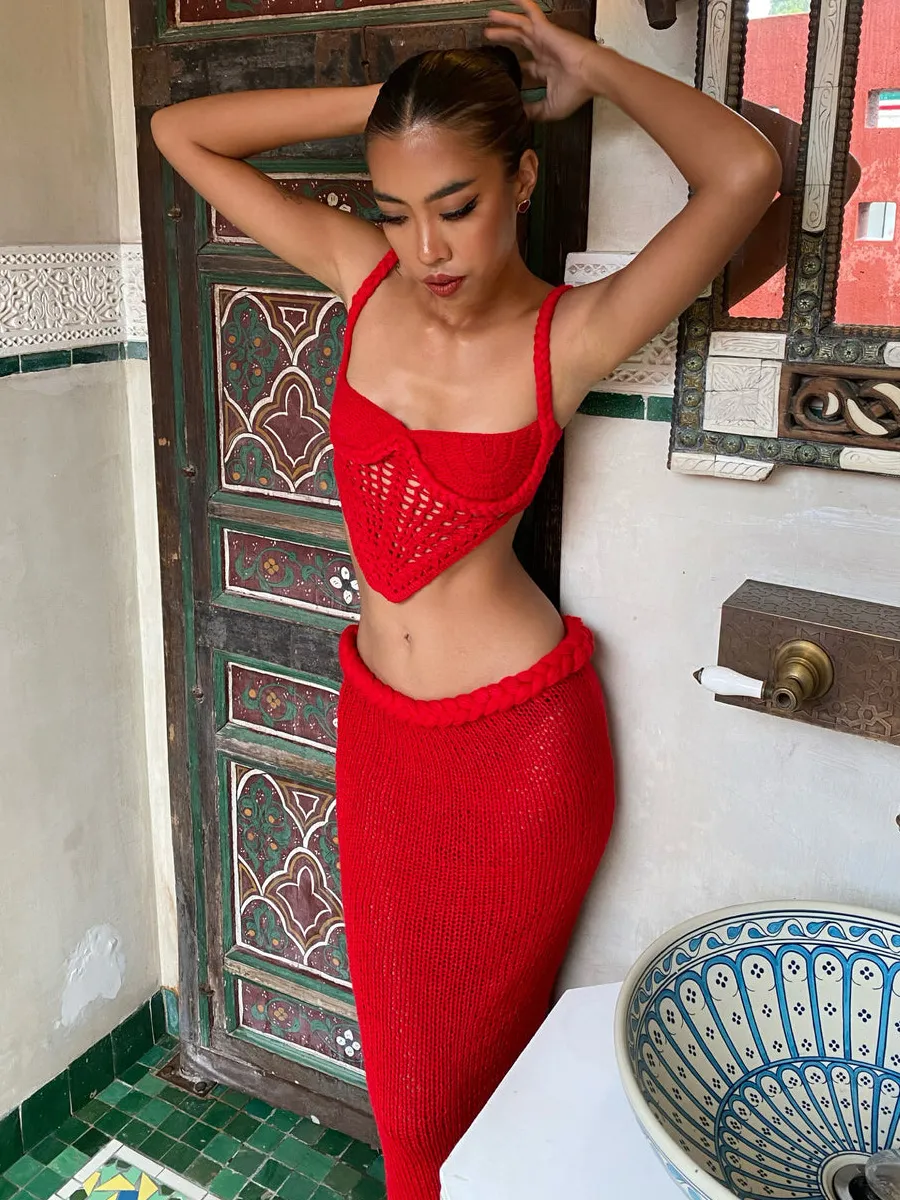 Arabella Knitted Hollow-Out Swimsuit Set