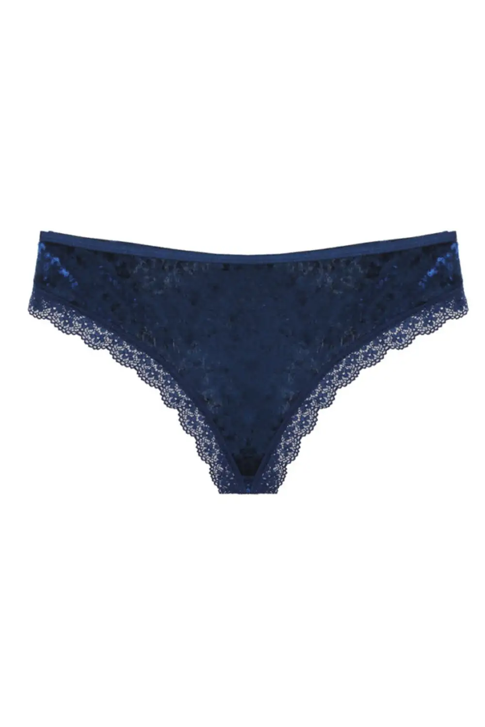 Velvet Cutout Lace Trim Thong
