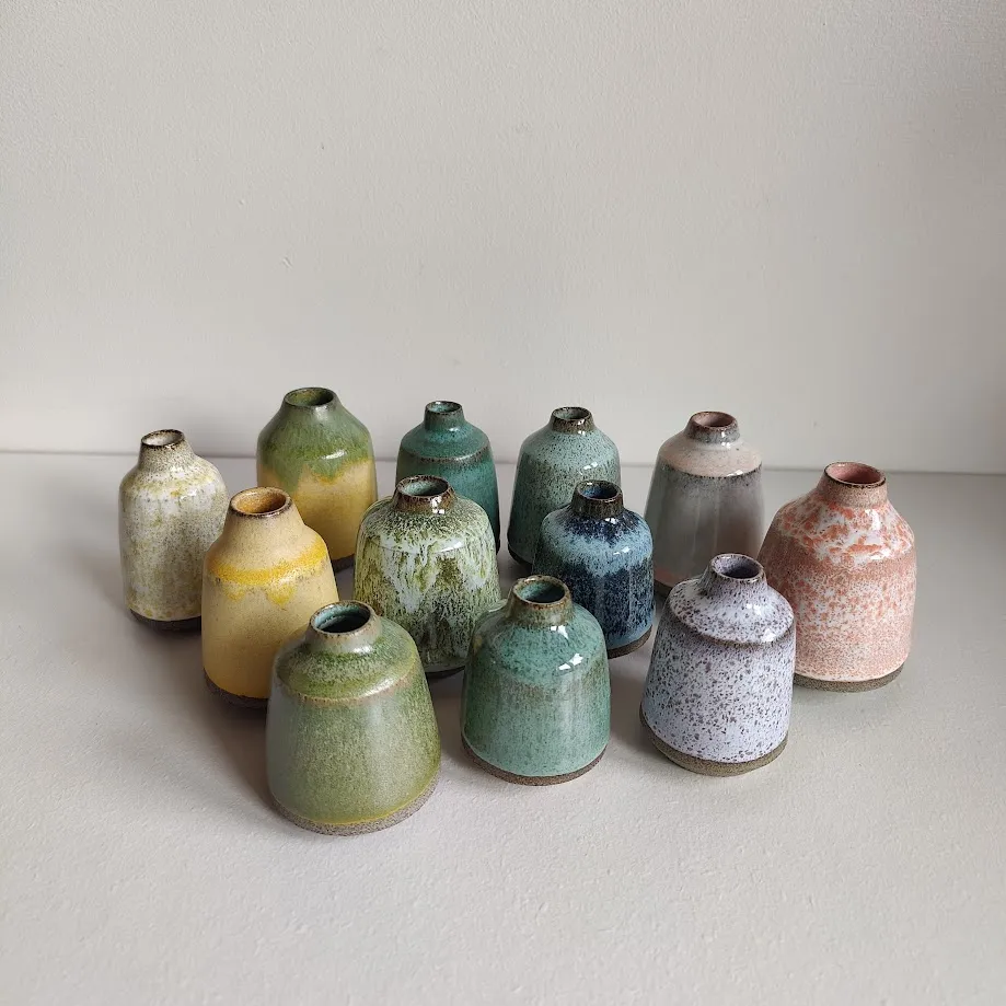 Sculptural Stoneware Bud Vase