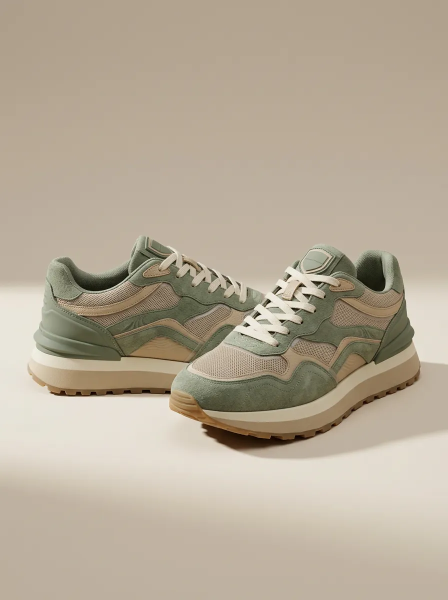 Unisex Suede Mesh Patchwork Casual Sneakers