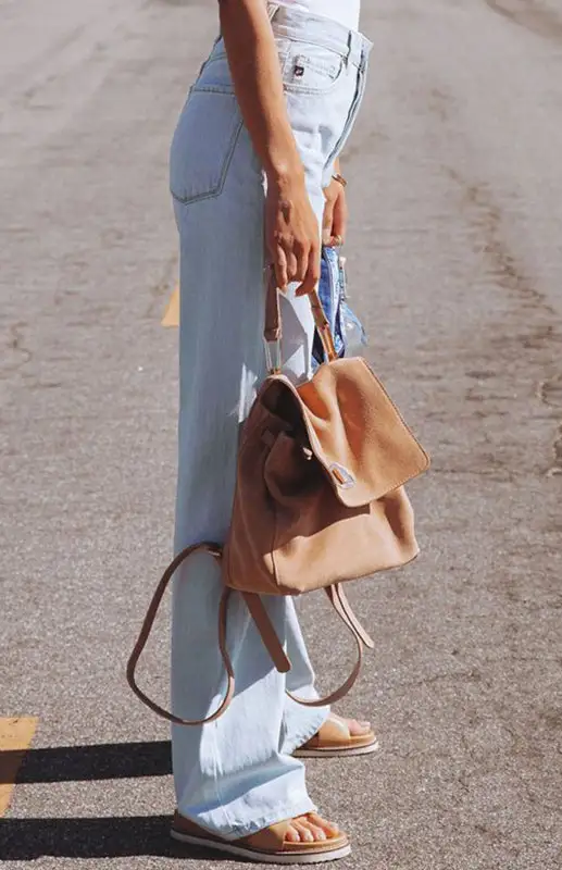 Ripped High Rise Wide Leg Denim Jeans
