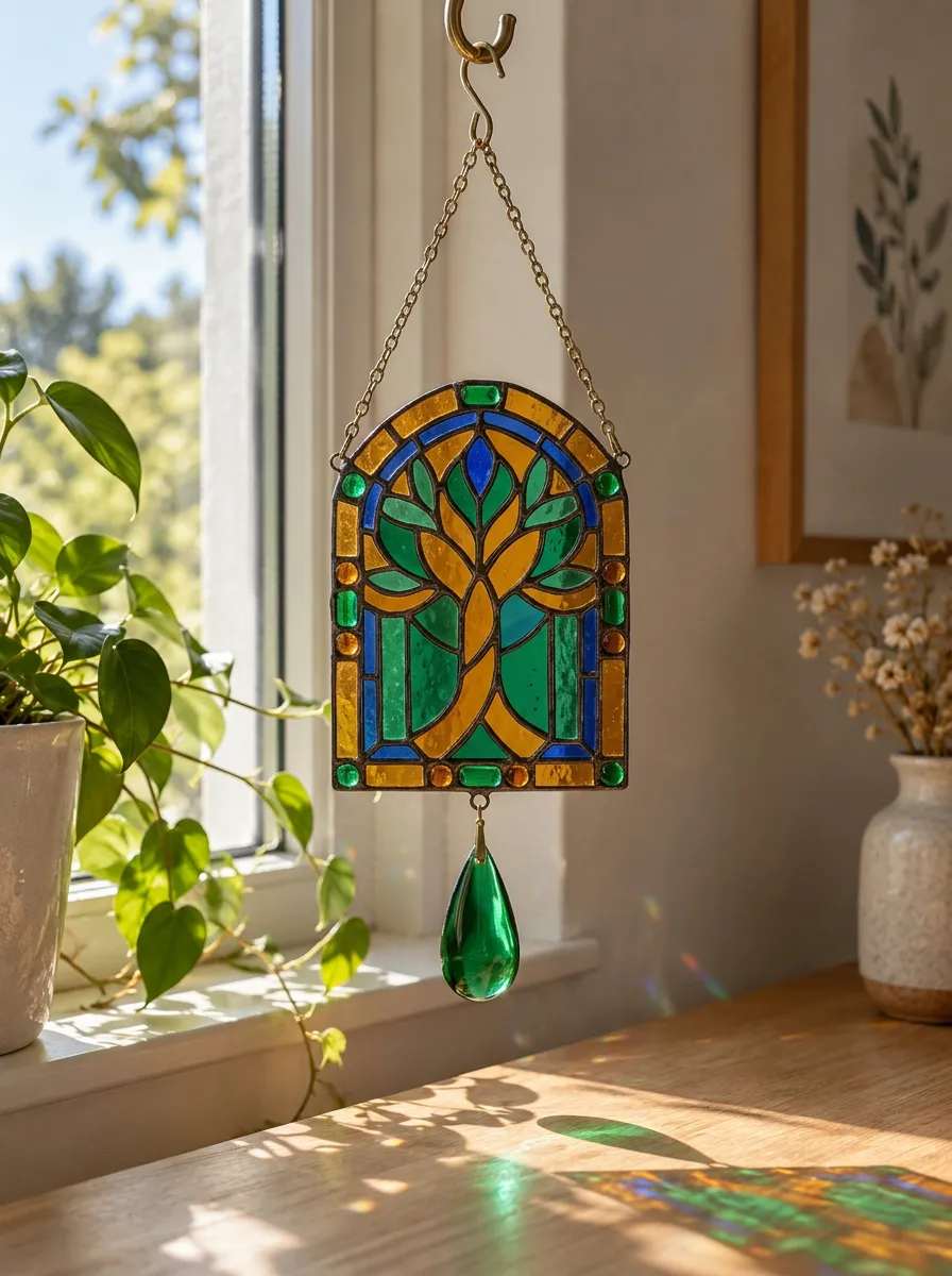 Tree of Life Stained Glass Printed Suncatcher