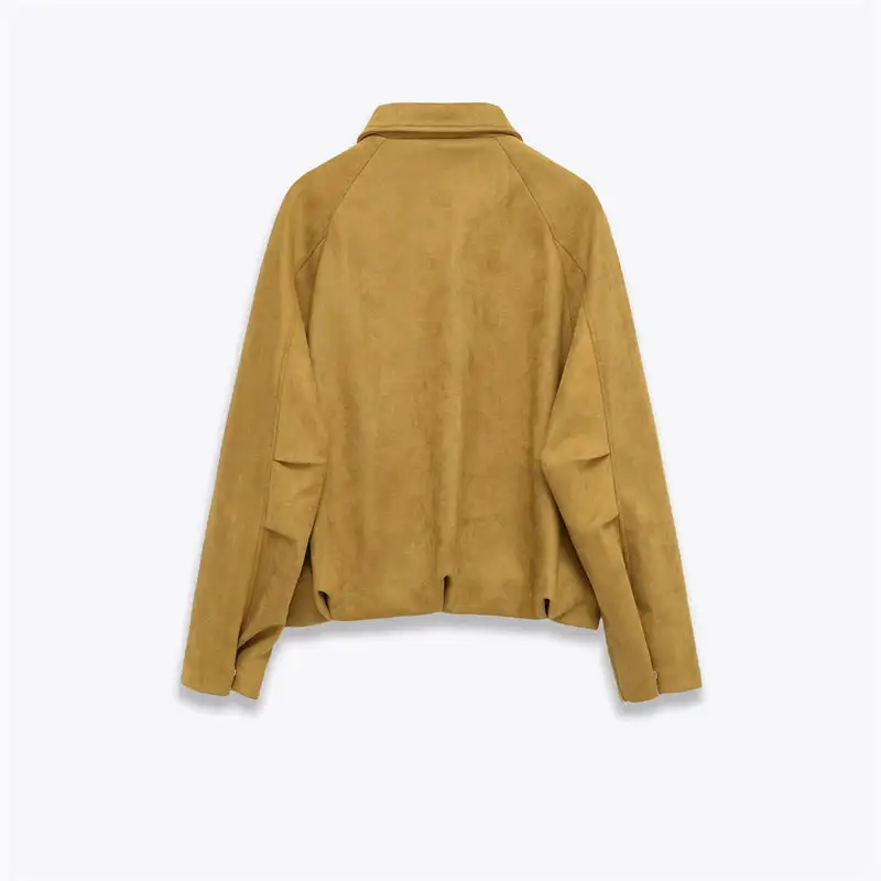 Cropped Tailored Suede Look Zip Front Bomber Jacket