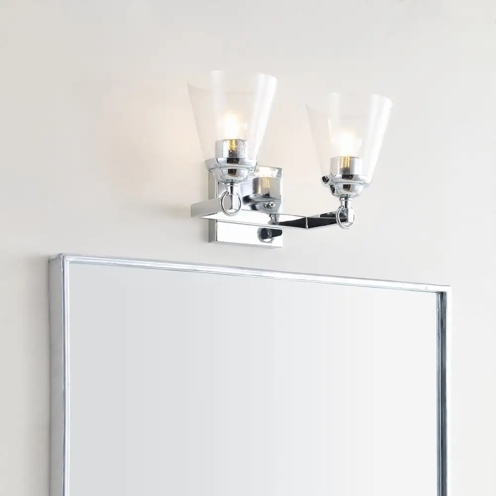 Dual-Light Hurricane Metal/glass Vanity Light