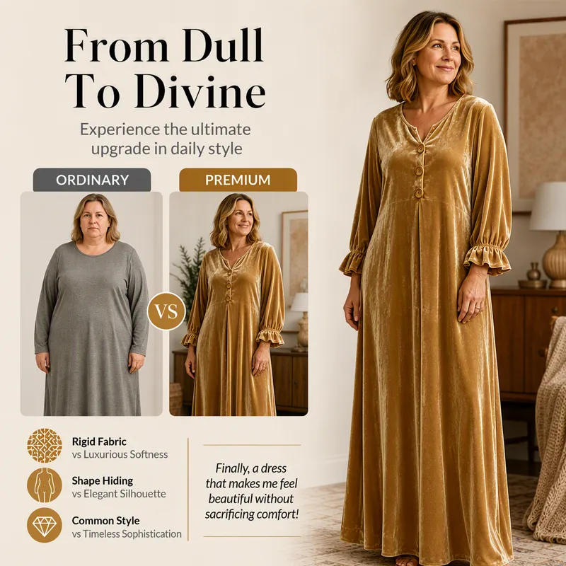 ⌛Limited-Time Offer-Women's Elegant Velvet Maxi Dress with Ruffle Sleeve