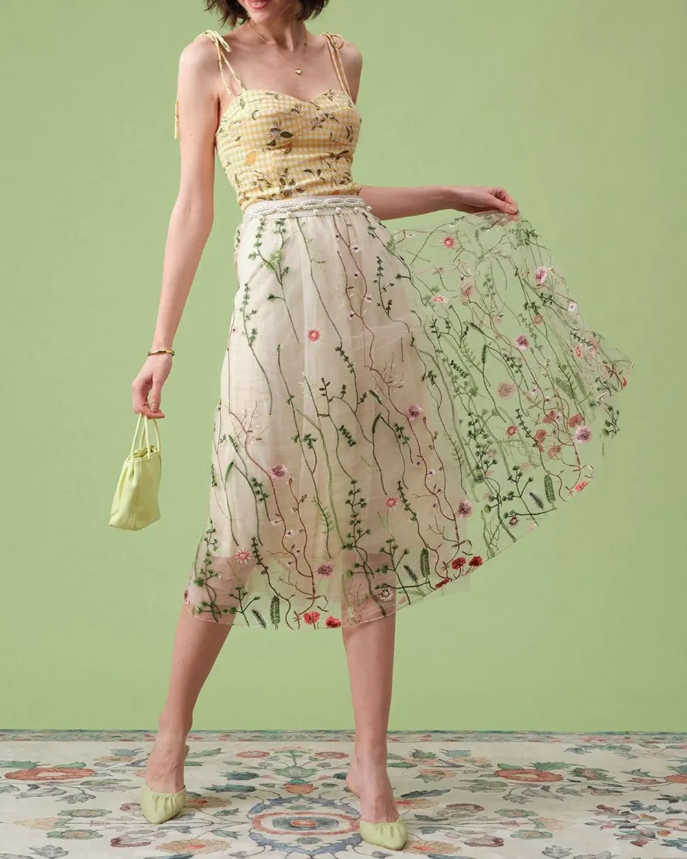Featuring Floral Embroidery Skirt