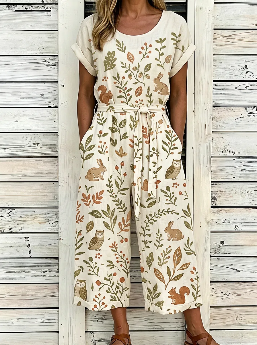 Woodland Animal Rabbit Owl Squirrel Jumpsuit