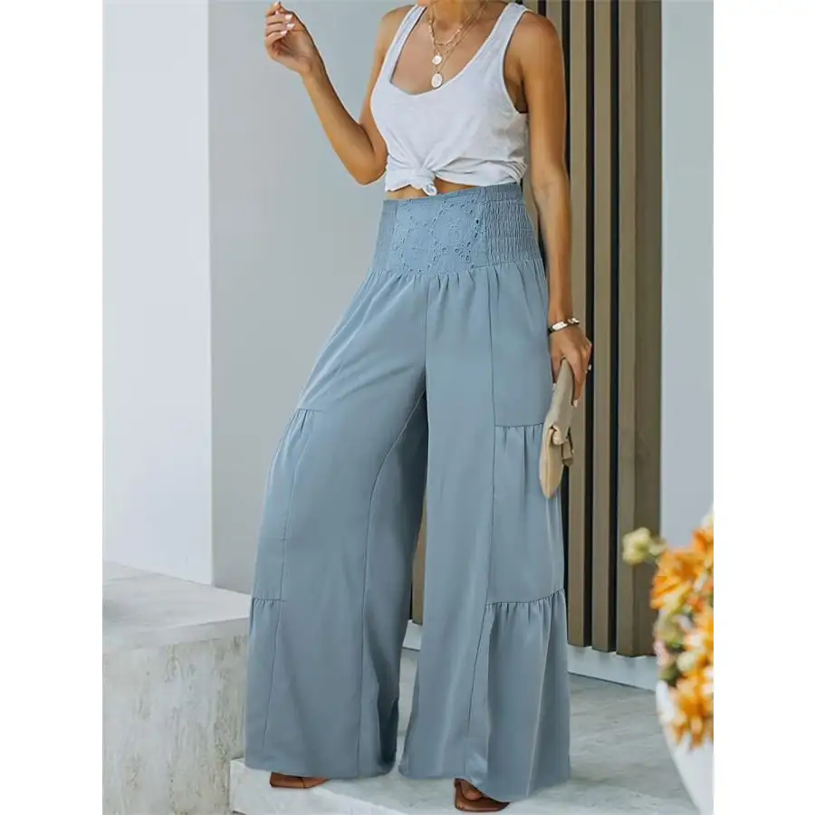 Smocked High Waist Pants
