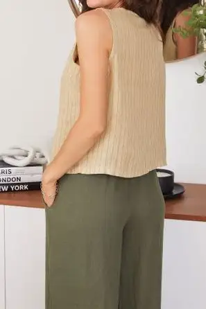 Striped Button Front Relaxed Vest