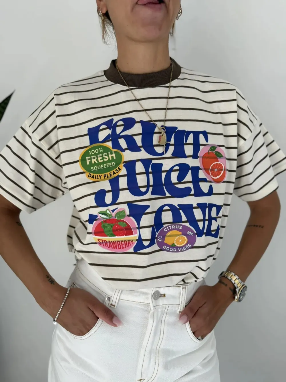 Graphic Crewneck Cotton Tee Layering Top