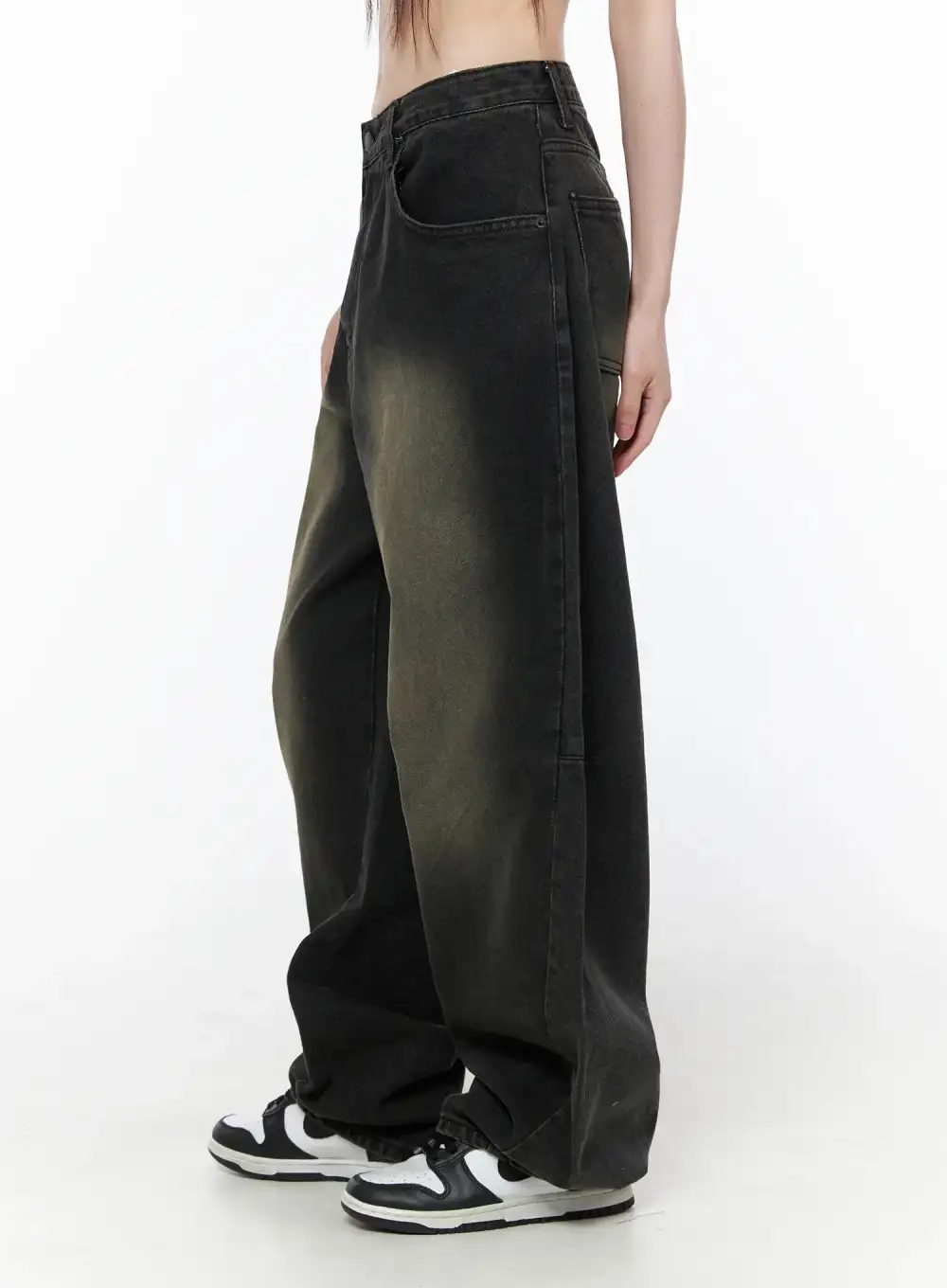 Washed Vintage Wash Wide Leg Jeans