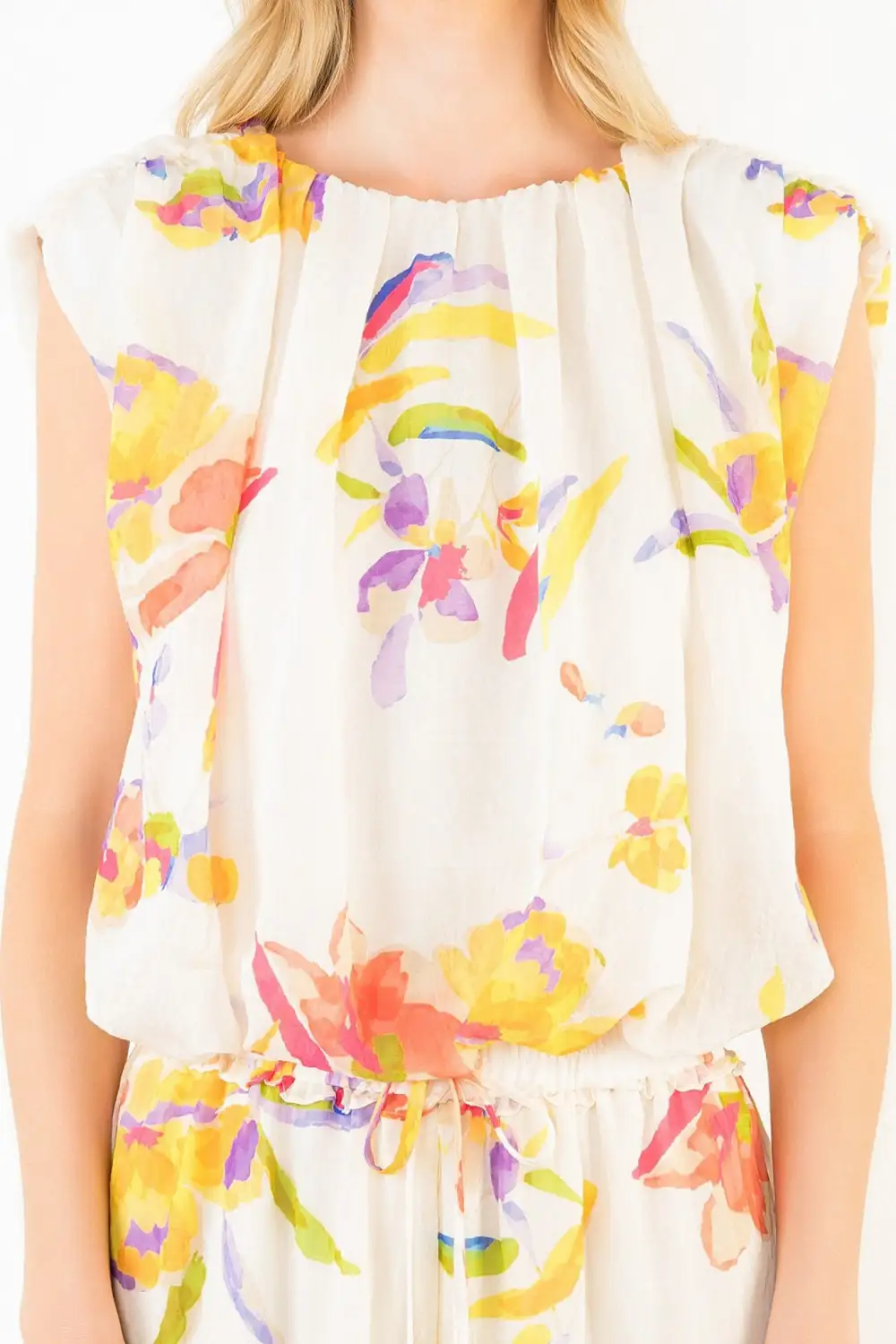 Floral Printed Bubble Hem Tank Top