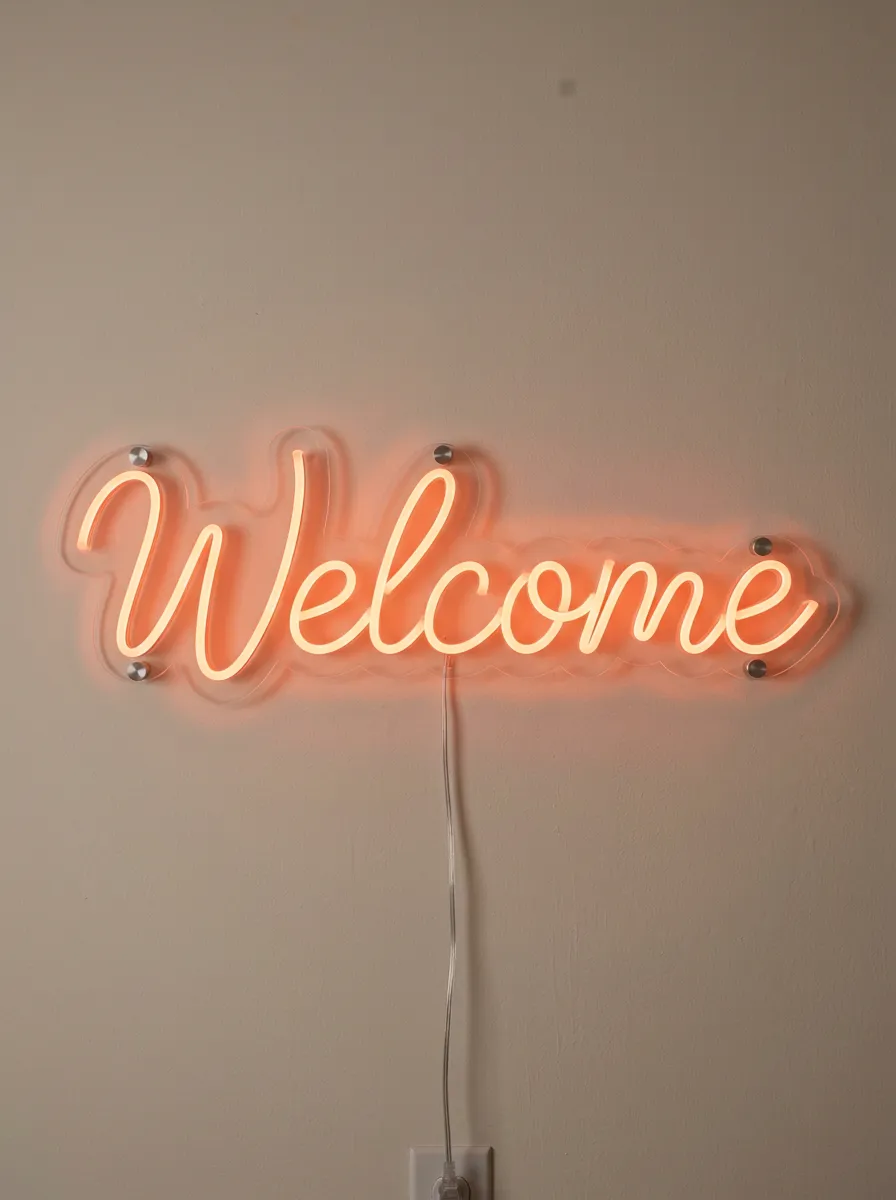 Everyday Script Welcome Neon Sign