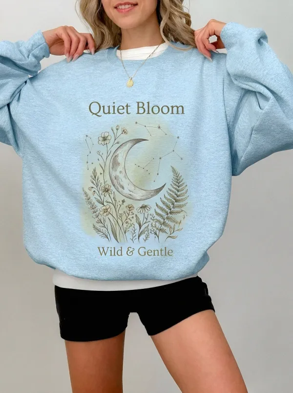 Women's Celestial Floral Moon Printed Sweatshirt
