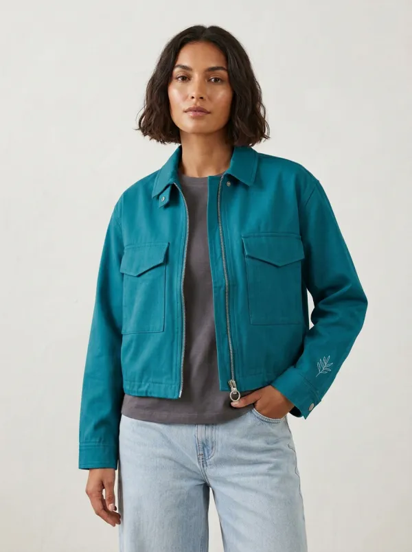 Women's Minimalist Leaf Embroidered Pattern Jacket