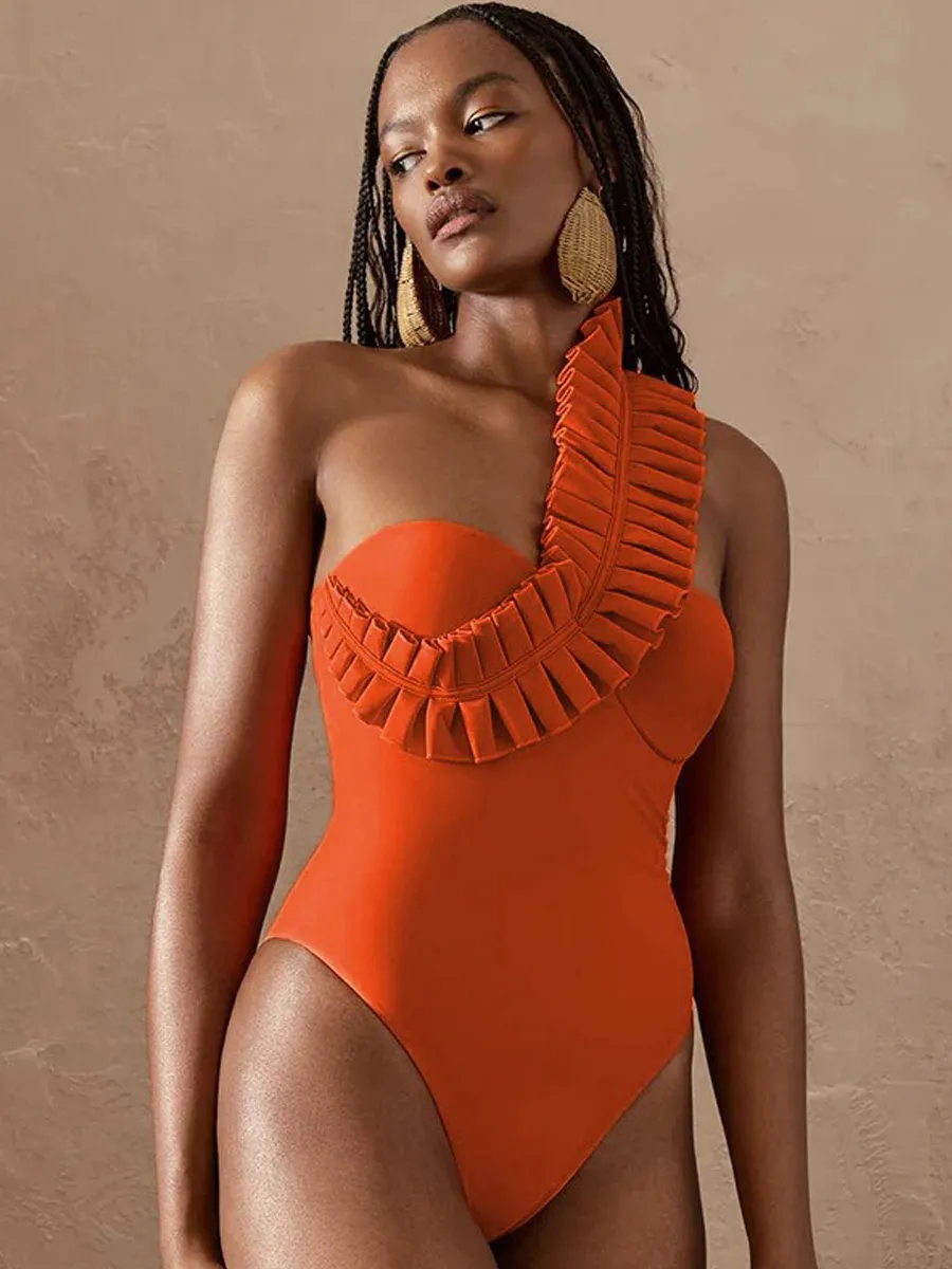 Talia Ruffled Pleated Swimsuit Set