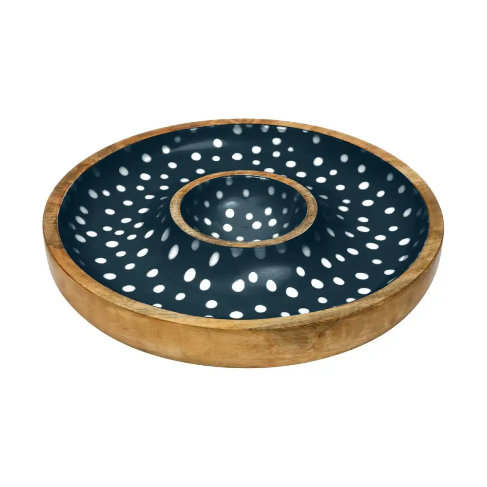 Mango Wood Chip and Dip Bowl for Tabletop Serving