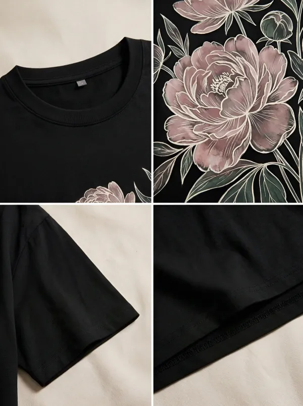 Women's Floral Lover Peony Bouquet Printed T-shirt